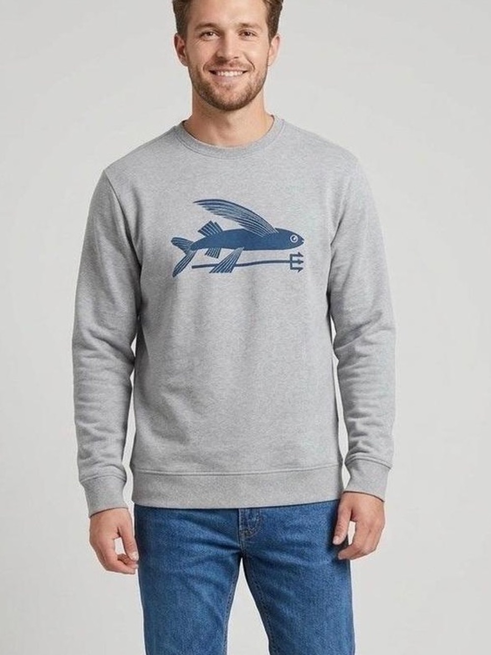 Patagonia Gray Flying Fish Midweight Crewneck Sweatshirt Outdoor Activewear